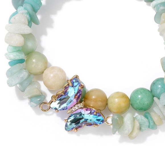🆕New 2 Piece Healing Amazonite Butterfly Bracelets - Picture 5 of 5